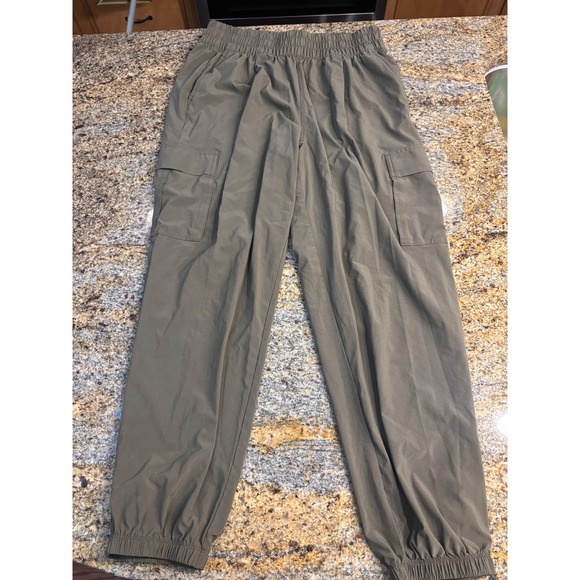 Vuori Pants - VUORI Cargo Jogger Pants Olive Green Elastic Waist Drawstring Pockets Womens M